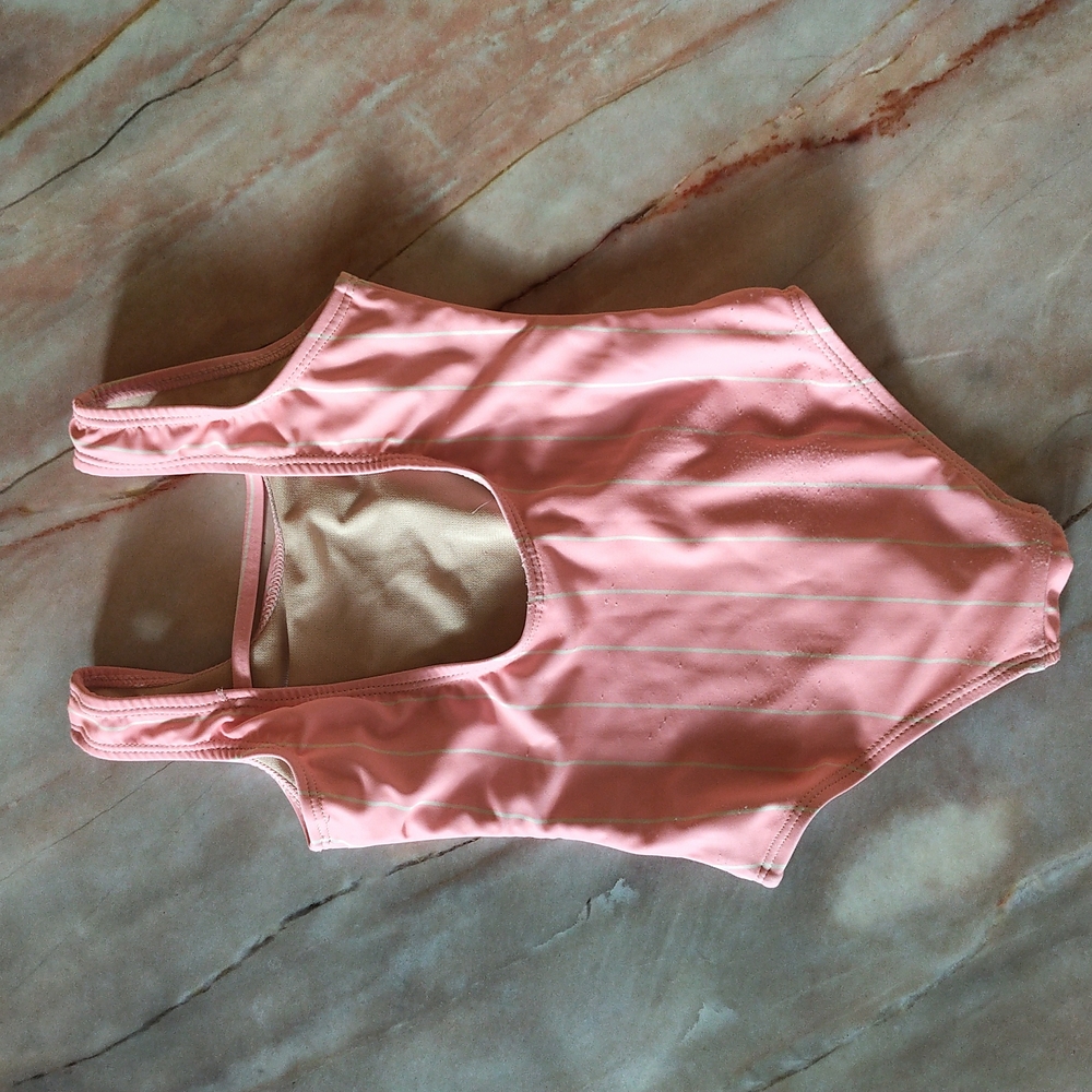 Pink Flamingo Tulle Ruffle Girls One-Piece Swimsuit - Picture 3 of 4
